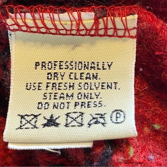 Eddie Bauer Vintage Wool Blend Front Zip Red Tweed Cardigan Sweater Size Large - Picture 4 of 10